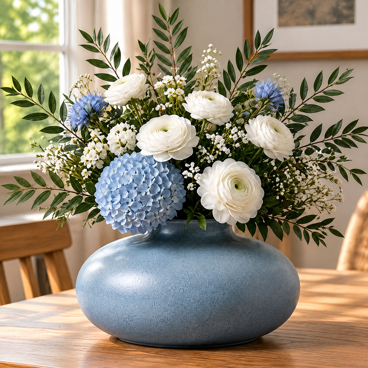 Waverlyo™ Blue Speckled Low Bowl Vase