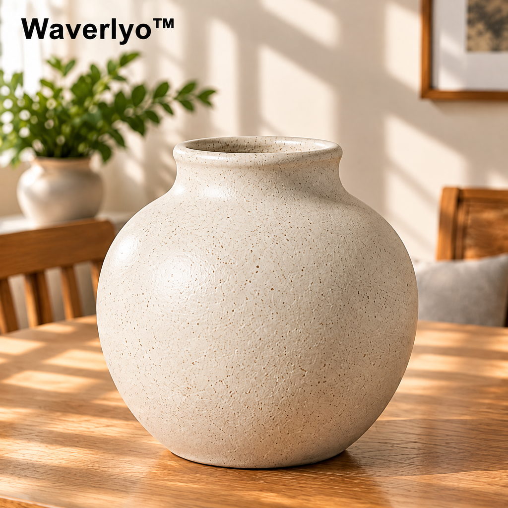 Waverlyo™ Ivory Speckled Round Ceramic Vase