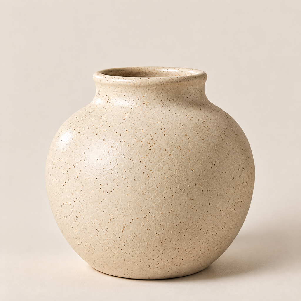 Waverlyo™ Ivory Speckled Round Ceramic Vase