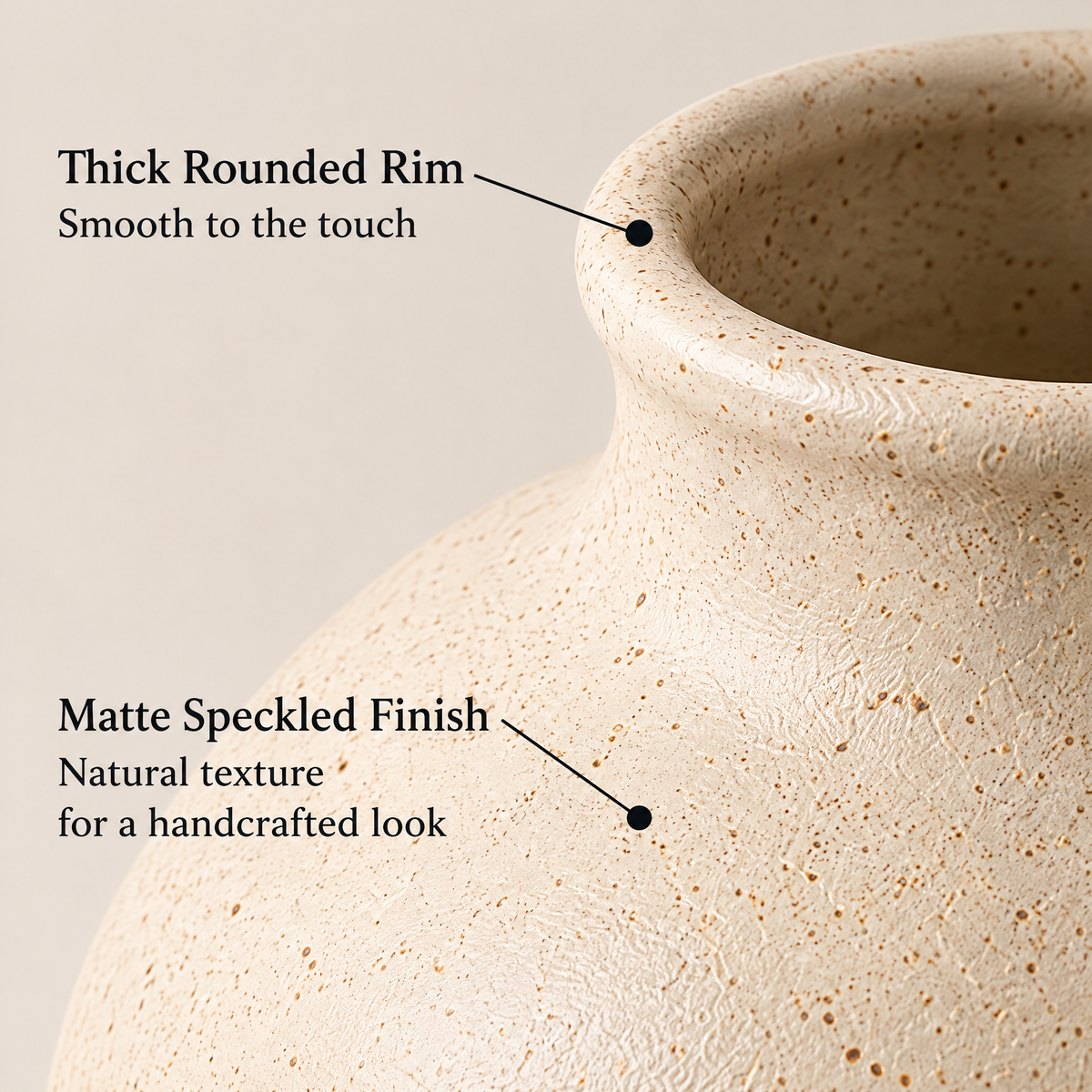 Waverlyo™ Ivory Speckled Round Ceramic Vase