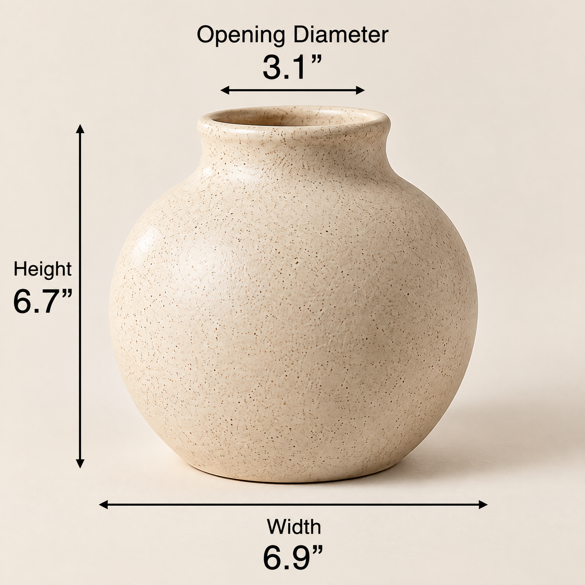 Waverlyo™ Ivory Speckled Round Ceramic Vase