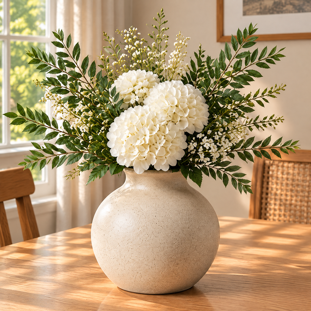 Waverlyo™ Ivory Speckled Round Ceramic Vase