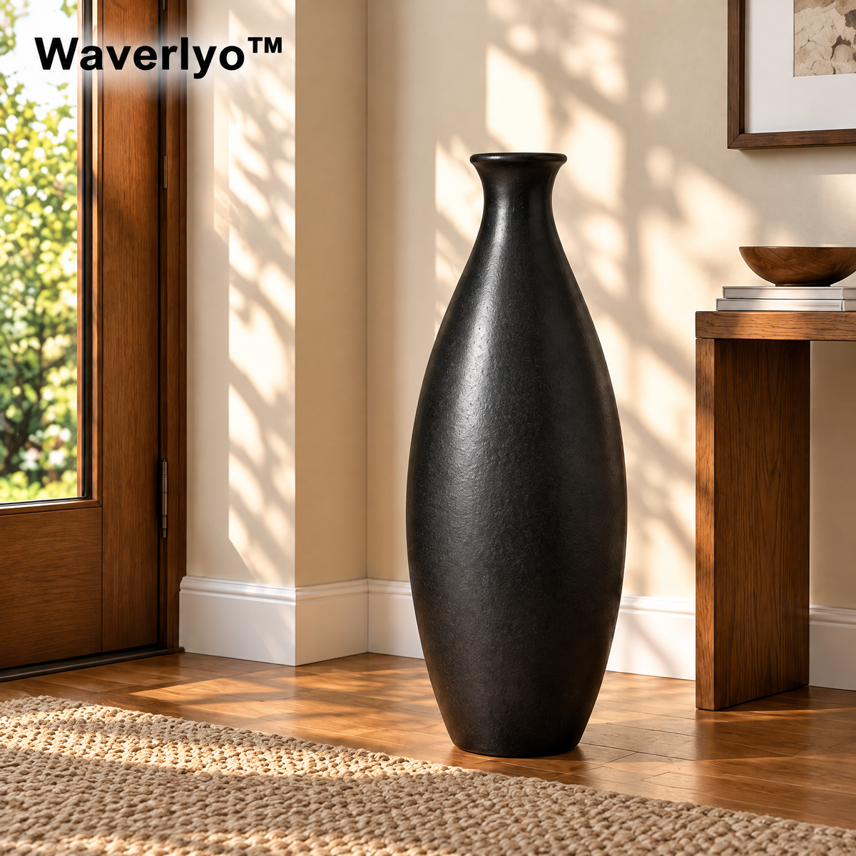 Waverlyo™ Matte Black Tall Ceramic Vase