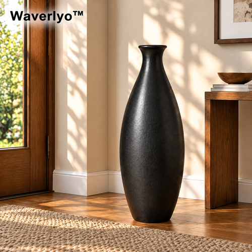 Waverlyo™ Matte Black Tall Ceramic Vase