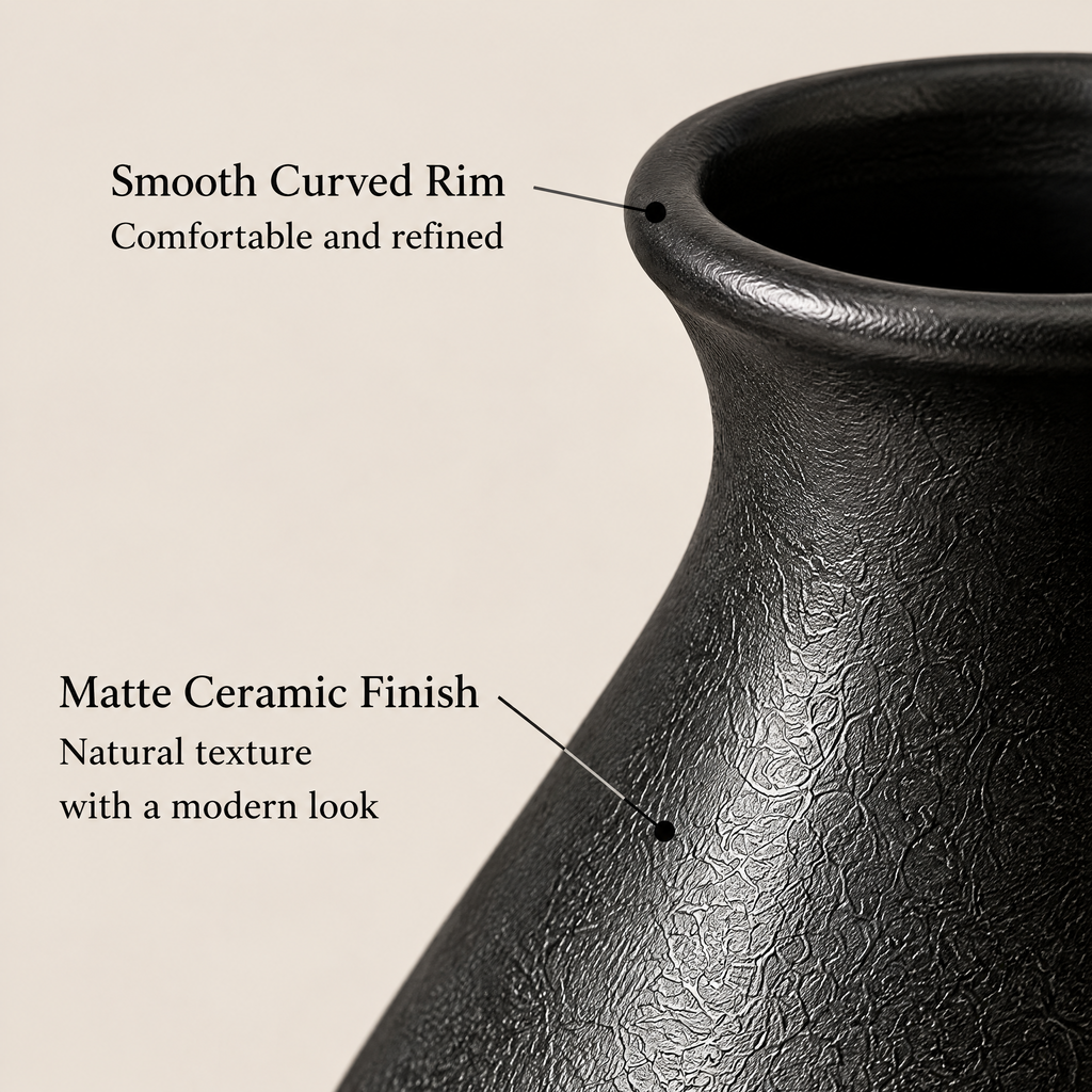 Waverlyo™ Matte Black Tall Ceramic Vase