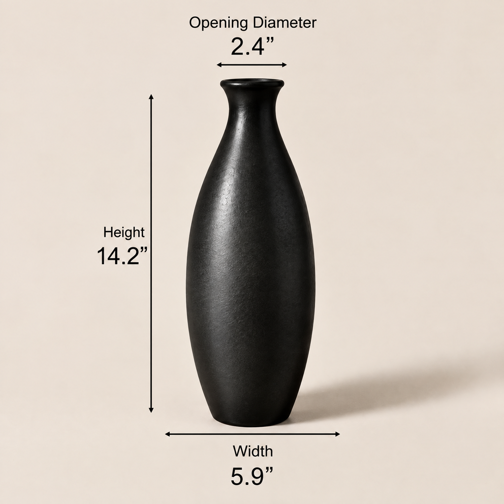 Waverlyo™ Matte Black Tall Ceramic Vase