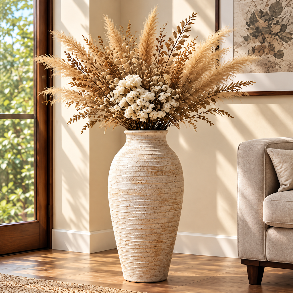 Waverlyo™ Ivory Layered Ceramic Tall Vase