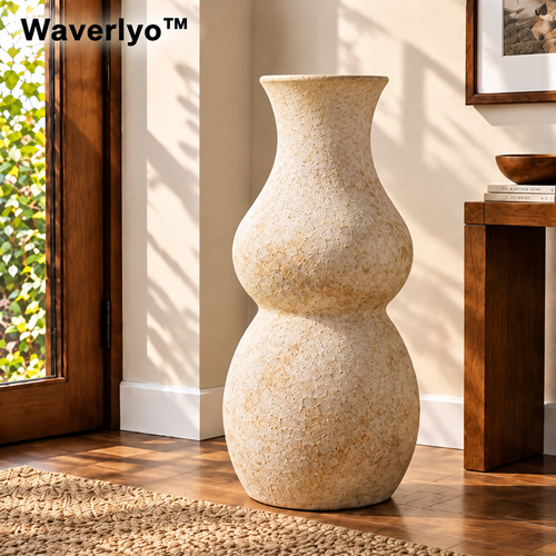 Waverlyo™ Ivory Double Bulb Ceramic Vase