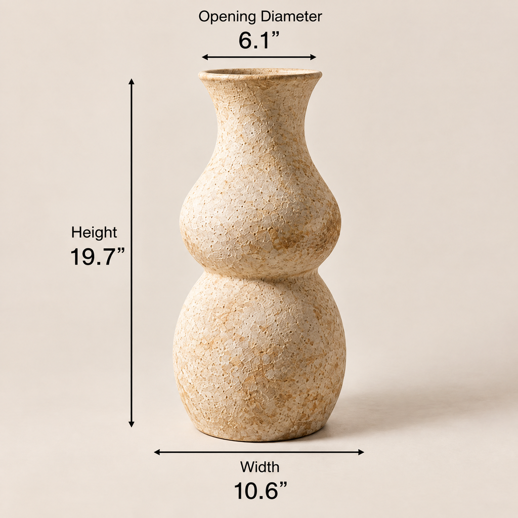 Waverlyo™ Ivory Double Bulb Ceramic Vase