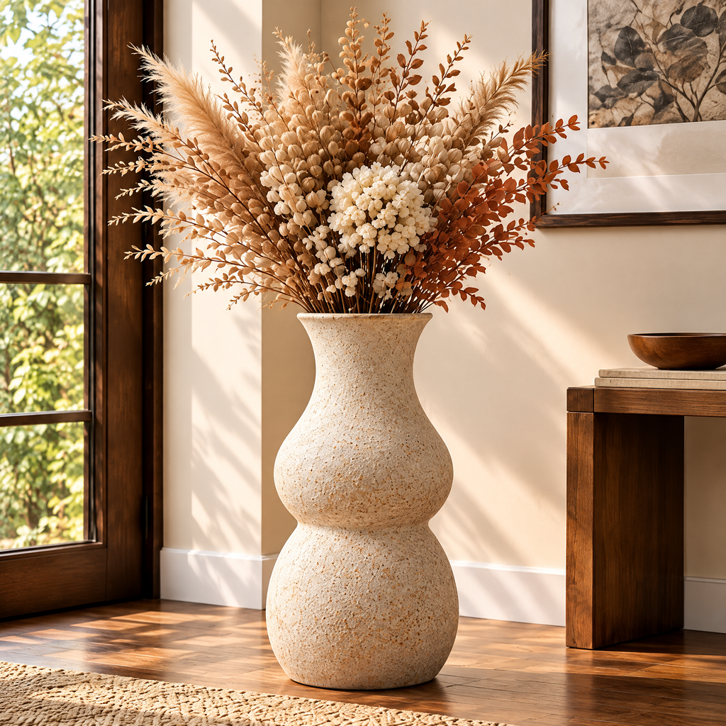 Waverlyo™ Ivory Double Bulb Ceramic Vase