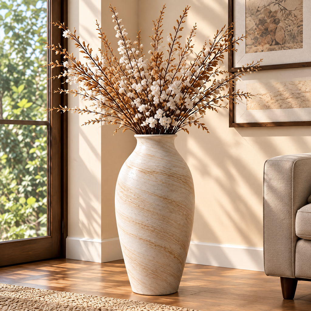 Waverlyo™ Ivory Stone Pattern Ceramic Vase
