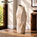 Waverlyo™ Faceted Stone Texture Ceramic Vase