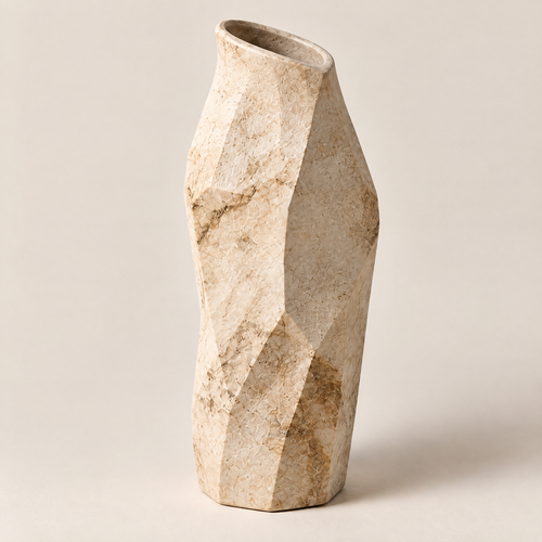 Waverlyo™ Faceted Stone Texture Ceramic Vase