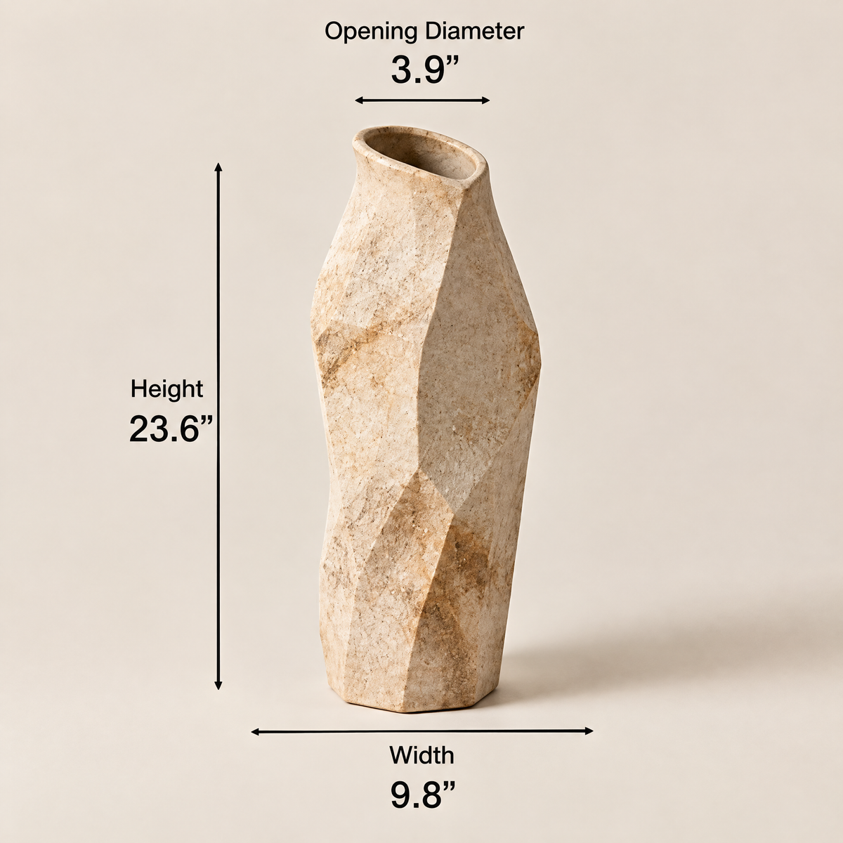 Waverlyo™ Faceted Stone Texture Ceramic Vase