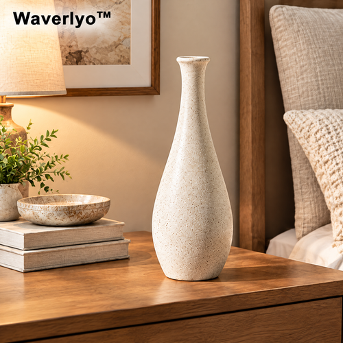 Waverlyo™ Ivory Speckled Narrow Ceramic Vase
