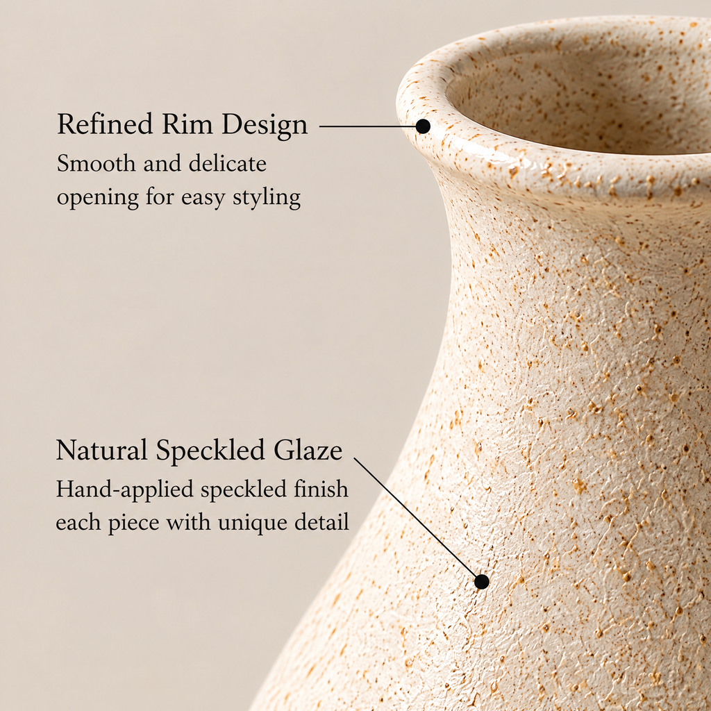 Waverlyo™ Ivory Speckled Narrow Ceramic Vase