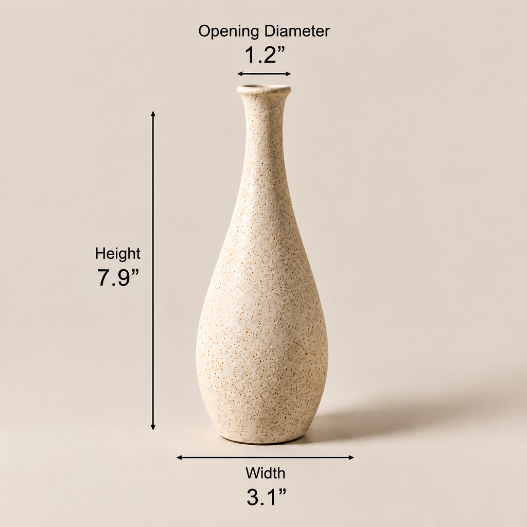 Waverlyo™ Ivory Speckled Narrow Ceramic Vase