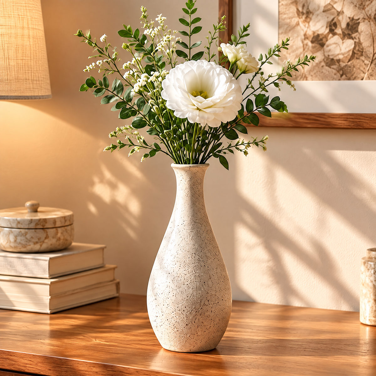 Waverlyo™ Ivory Speckled Narrow Ceramic Vase