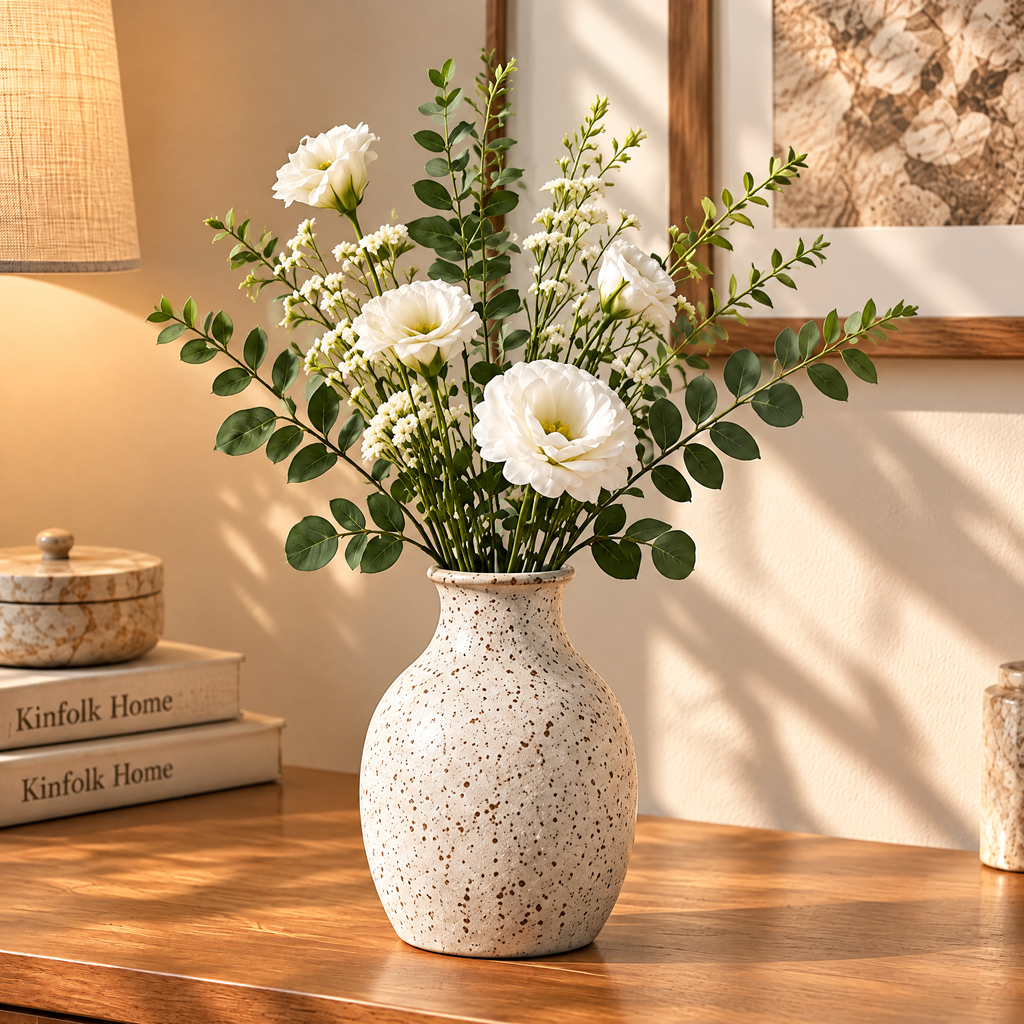 Waverlyo™ Rounded Speckled Stoneware Vase