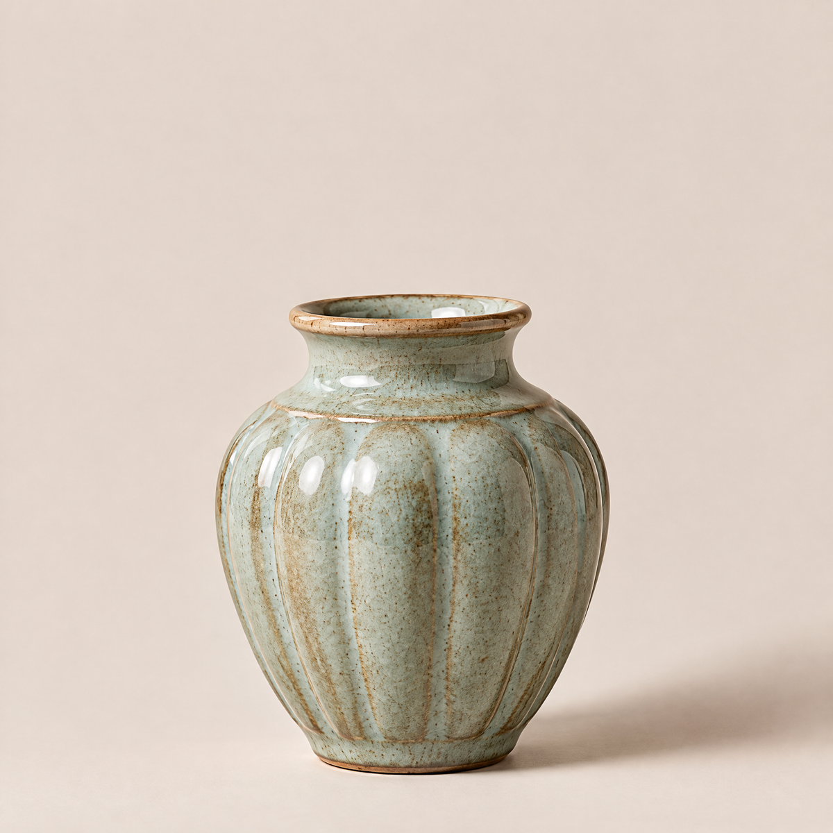 Waverlyo™ Ribbed Reactive Glaze Ceramic Vase