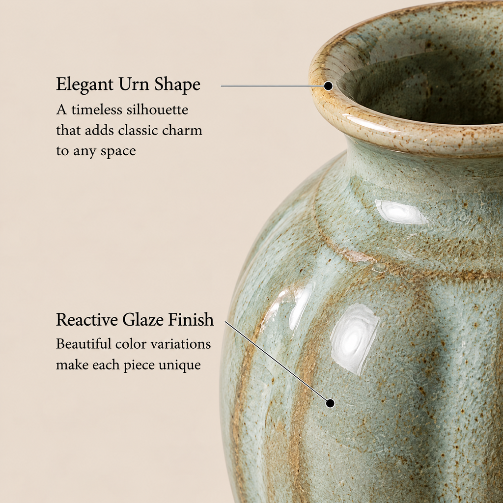 Waverlyo™ Ribbed Reactive Glaze Ceramic Vase