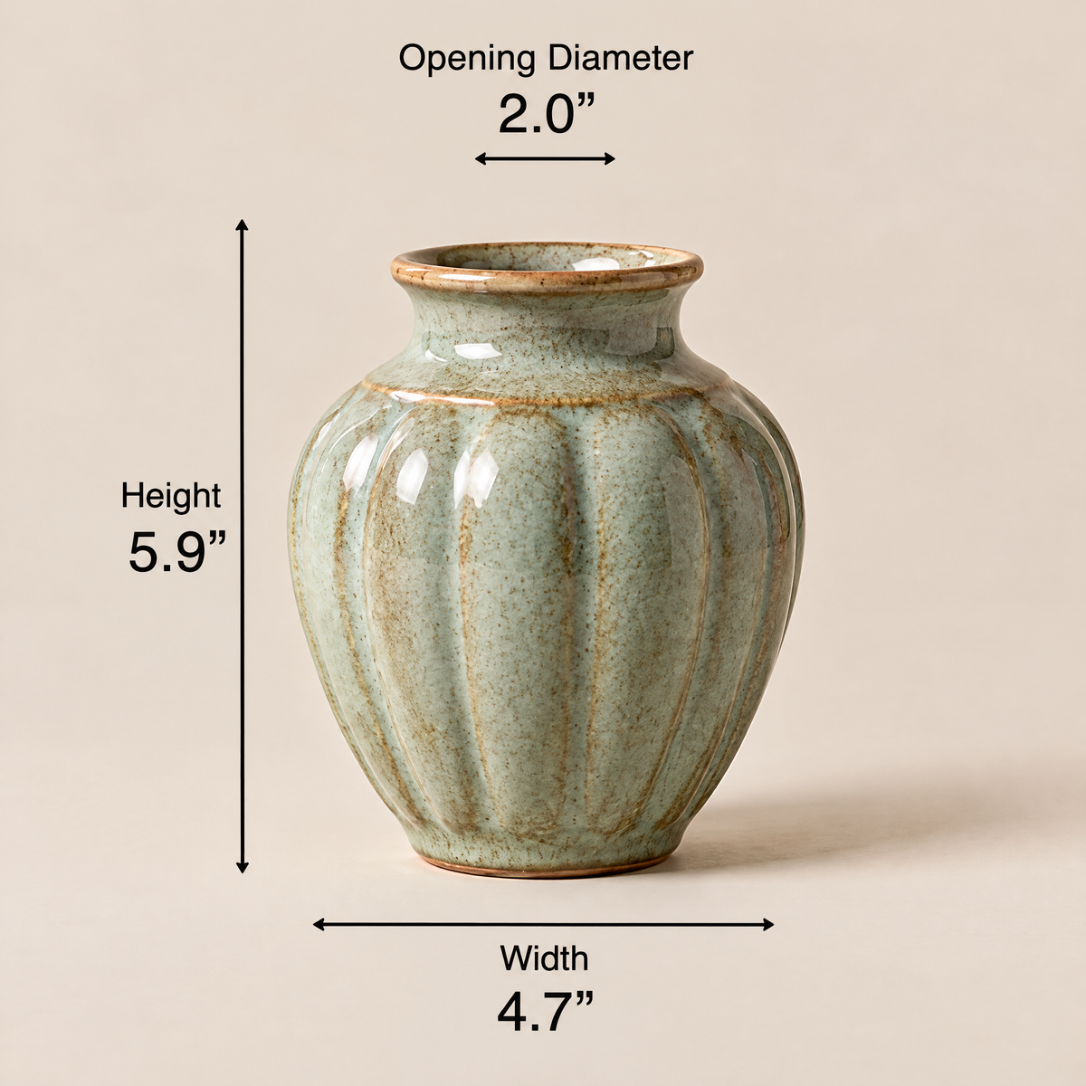 Waverlyo™ Ribbed Reactive Glaze Ceramic Vase