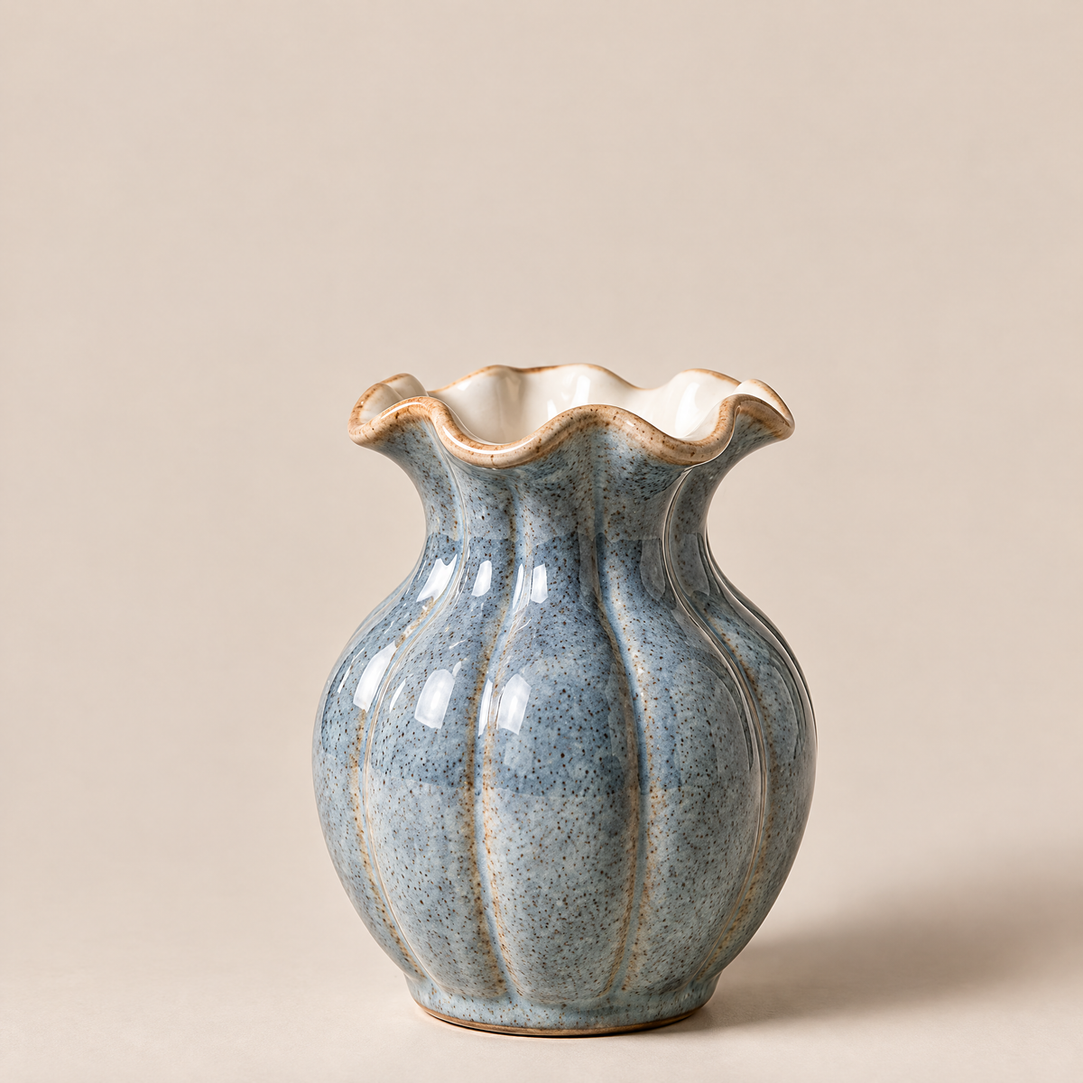 Waverlyo™ Wavy Rim Reactive Glaze Ceramic Vase