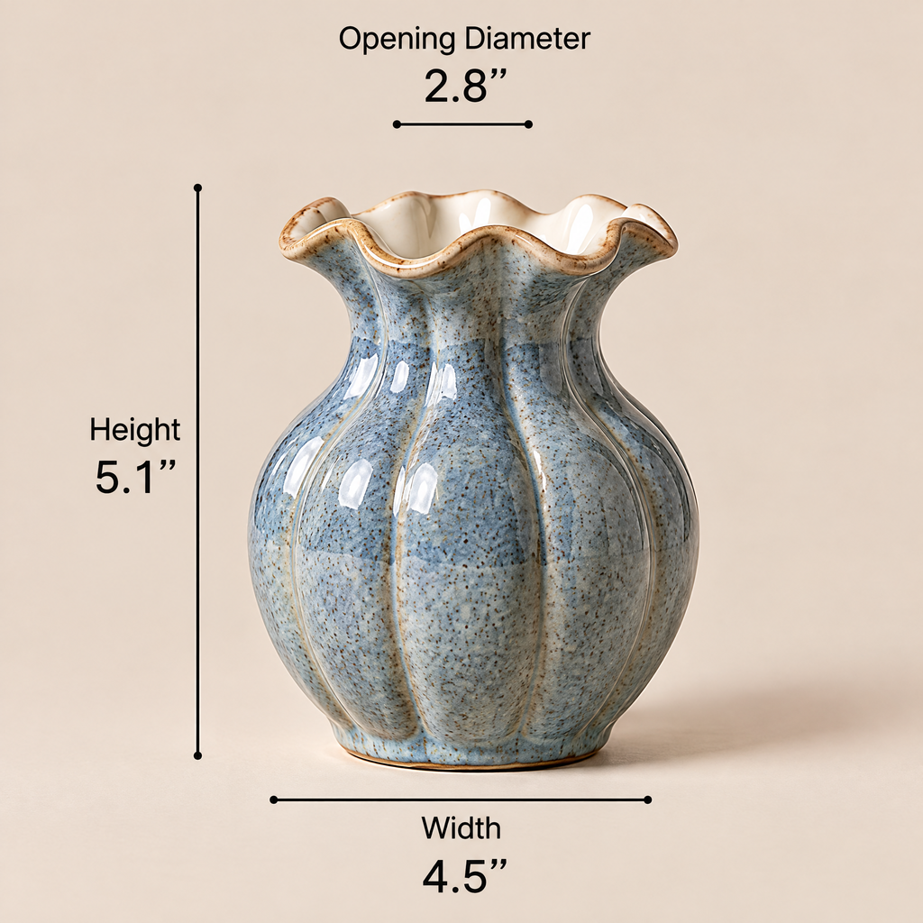 Waverlyo™ Wavy Rim Reactive Glaze Ceramic Vase