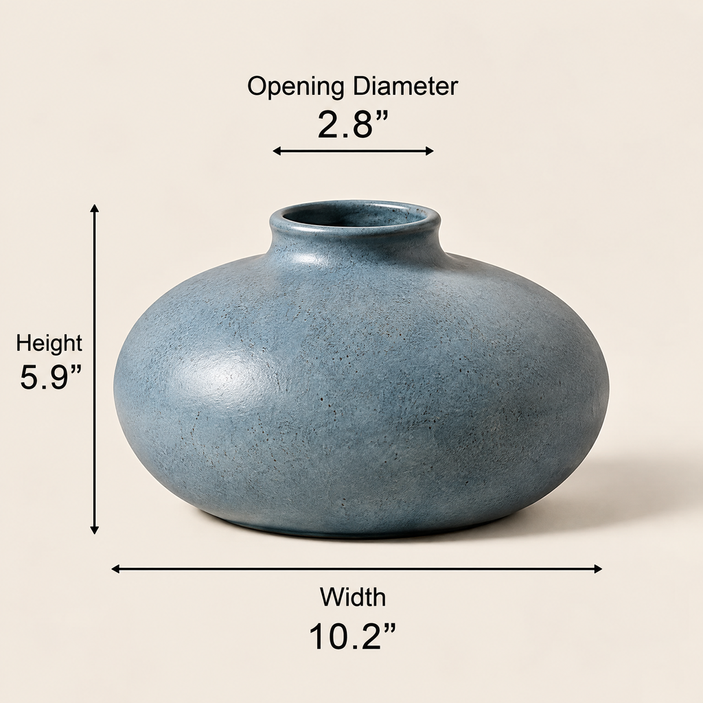 Waverlyo™ Blue Speckled Low Bowl Vase